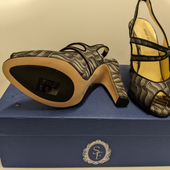 New Designer Sarah Flint Jacquard Pumps - Picture 4 of 9